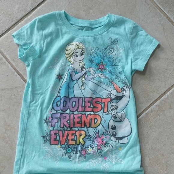 Girls Gap size 6 aqua teal shirts with Elsa top - Picture 2 of 7